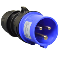 Pin and Sleeve Plug Devices 888-2138-NS IEC 60309 Cable Mount Plug, IP44 Rated, 30A 250V, 32A 220-250V, 6H, IEC 309 International Pin and Sleeve Devices  